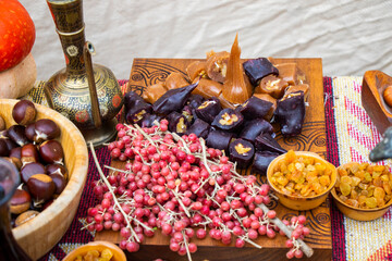 Fruits and nuts on the table