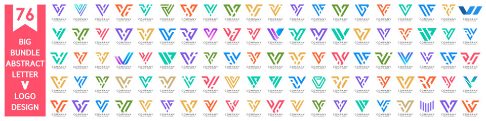 collection abstract letter V logo design. modern logotype V design with colorful. vector illustration