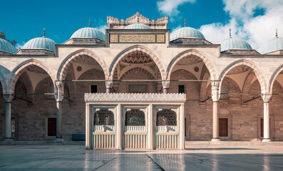 Turkish mosque,  Suleymaniye,  Istanbul in Turkey- Travel, tourism, religion concept