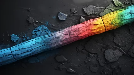 Fotobehang Coal pencil stroke grunge. Coal pencil colorful brush design © BornHappy
