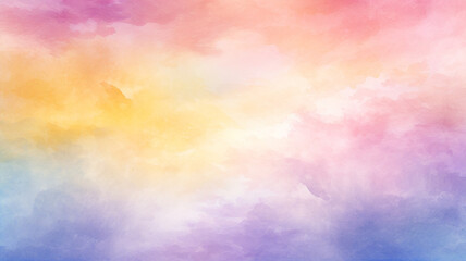 Colorful watercolor background with painted sunset sky