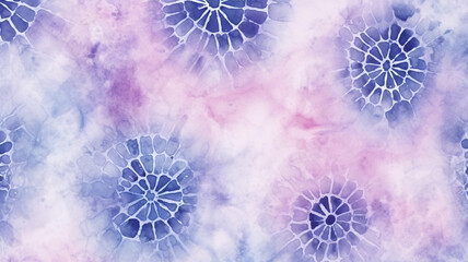 Tie dye shibori seamless pattern. Watercolor abstract - obrazy, fototapety, plakaty