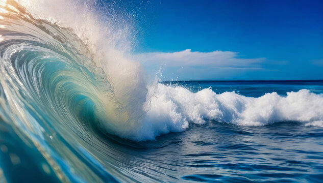 Powerful Ocean Wave Splashing in Motion AI generated