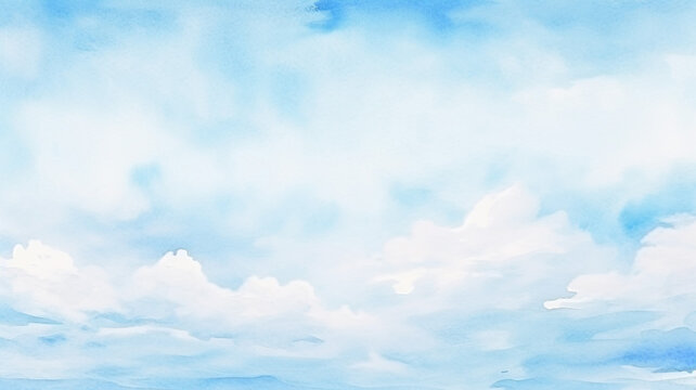 Sky fantasy pastel blue watercolor hand-painted for wallpaper
