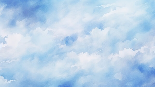 Sky fantasy pastel blue watercolor hand-painted for landscape