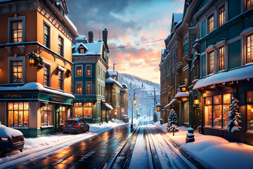 Fototapeta premium a snowy city