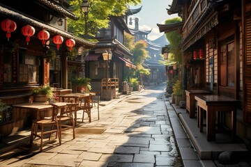 Obraz premium 日本の京都風の昼の町並み（京都・奈良・寺院・神社） 
