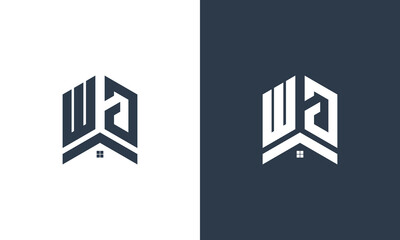 collection of home initials wa with black and white background, vector logo design