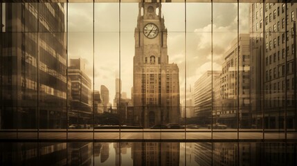 a clock tower in a city - Powered by Adobe