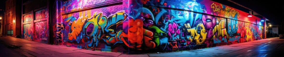 Naklejka premium Street art alley in vibrant urban