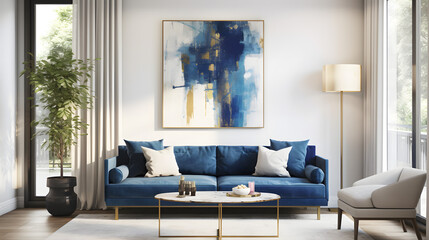 Sapphire Serenity: Chic Living with a Tranquil Touch. Generated AI