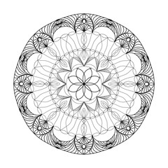Mandala for coloring book, round ornament, irregular floral shape decoration, oriental vector, stress therapy pattern, weave yoga vector logo design element. adult mandala for coloring