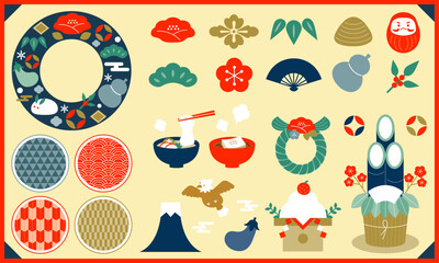 お正月のモチーフセット