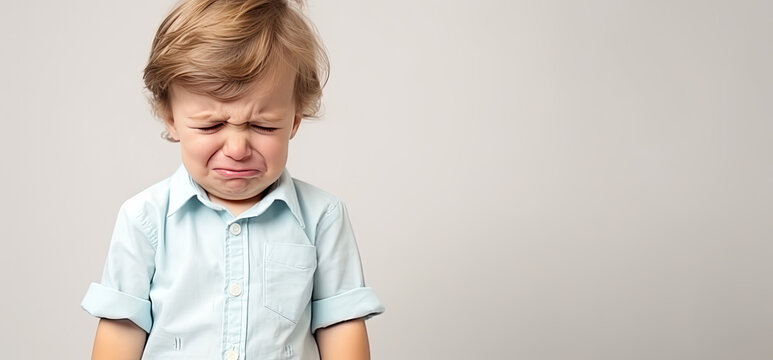 Sad child kid Crying with anger, sulking emotion feeling