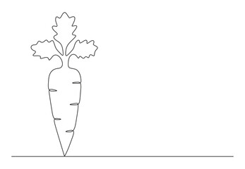 Continuous one line drawing of carrot. Vegetables icon. Isolated on white background vector illustration. Premium vector. 