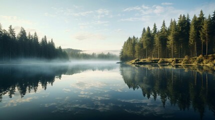 Fototapeta na wymiar a lake surrounded by trees