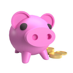 The pink piggy bank for earn or saving concept 3d rendering.