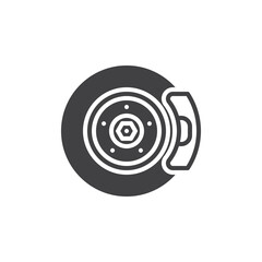 Car brake disc and pads vector icon