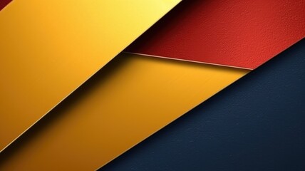 The abstract background of metal texture with empty space in navy blue, golden yellow, and deep red colors. 3D illustration of exuberant. generative AI