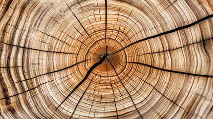 Old wooden oak tree cut surface texture, pattern of cross-section log of tree, Dark brown color wall surface, Rough organic texture of tree rings used for background and display your products.