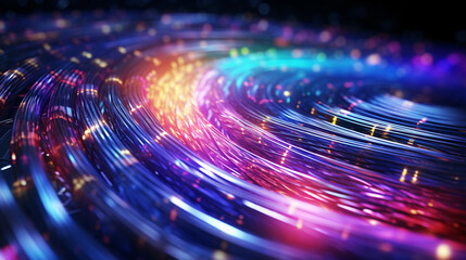 Fiber optic cable internet connection illustration. Generative ai - obrazy, fototapety, plakaty