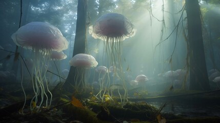 a group of mushrooms in a tank