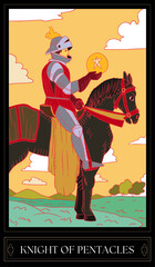 Tarot Card Illustration isolated on white background. knight of pentacles