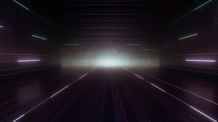 tunnel of light with running light walls