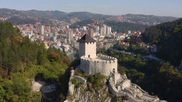Old Town Fortress of Uzice. Aerial view