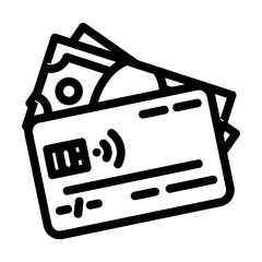 credit card money bank payment line icon vector. credit card money bank payment sign. isolated contour symbol black illustration