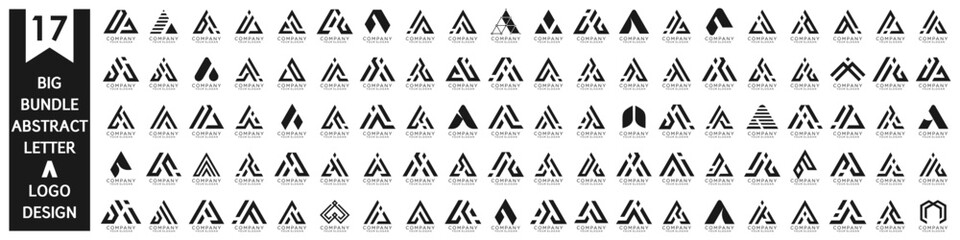 collection abstract letter A logo design. modern logotype A design with black color. vector illustration