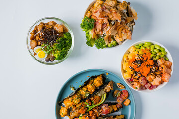 A plate of food with meat and vegetables.
