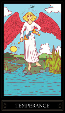 Tarot Card Illustration isolated on white background. temperance