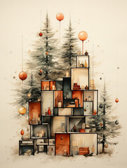 Enchanted Holiday Spirit - Watercolor Christmas Tree Art