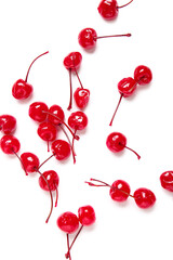 Tasty maraschino cherries on white background © Pixel-Shot