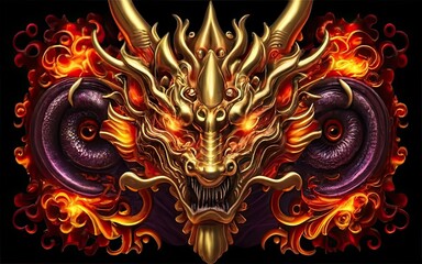 Japanese dragon face with Generative AI.