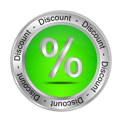 Discount button with percent symbol - 3D illustration - 682670045