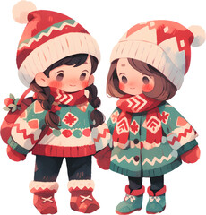 Girls on Christmas sweater
