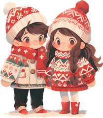 Boy & Girl with Christmas sweater