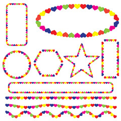 Hearten shape pattern. Hearten set. vector illustration. color full hearts. printing, textile. design elements. white background