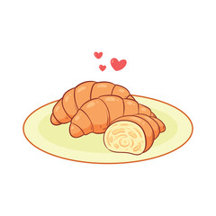 hand drawn croissant food