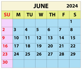 2024 November month calendar Color vector illustrator calendar design. 