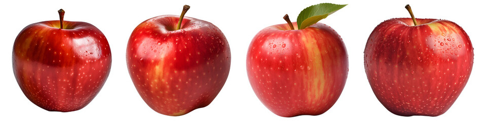 set of red apples isolated on transparent background - design element PNG cutout collection
