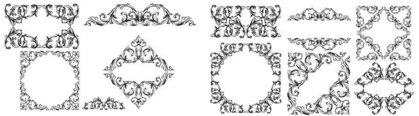 Border or frame decorative filigree calligraphy element in baroque style vintage and retro
