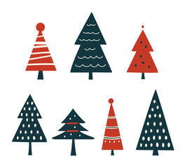 Obraz premium Set of minimal Christman tree elements vector illustration 