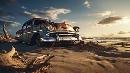 Fototapeta na wymiar a car on a beach