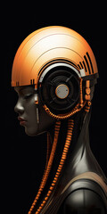 Futuristic fashionable female suit, android, futuristic character, minimalistic portrait, sci-fi concept portrait	
