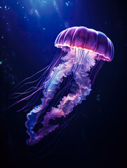 Beautiful jellyfish deep underwater
 - obrazy, fototapety, plakaty