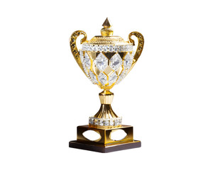 gold trophy cup isolated on transparent background png Ai generated 