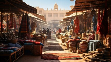 a street with many tents and people